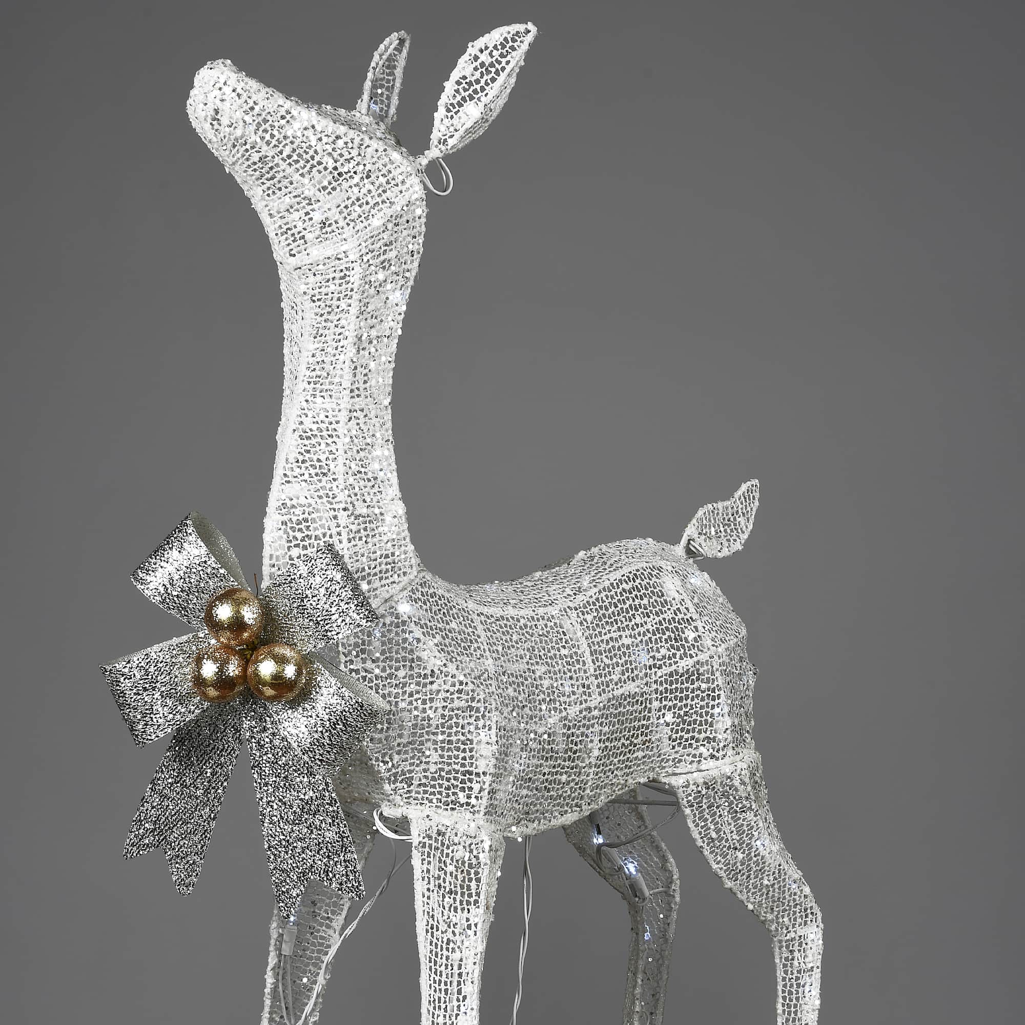 36" Pre-Lit Glittered Fawn